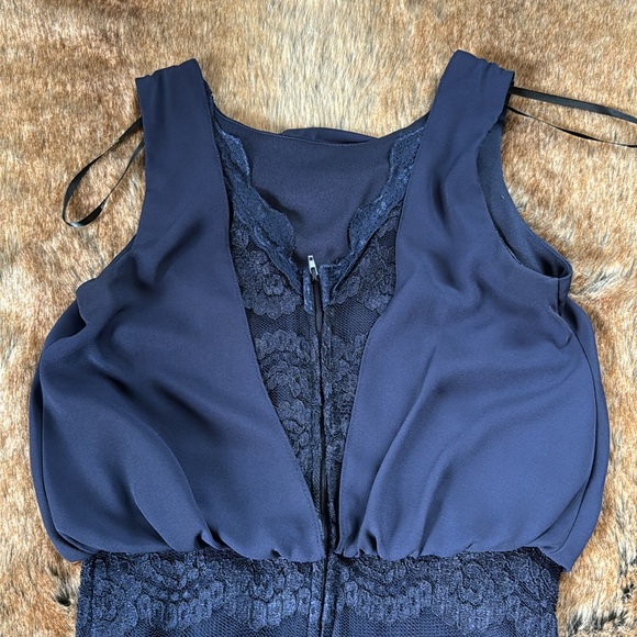 Navy Blue Dress With Lace Detail - Picture 6 of 8